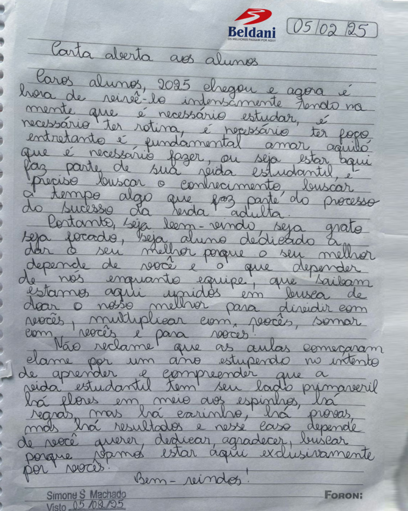 Carta ao alunos